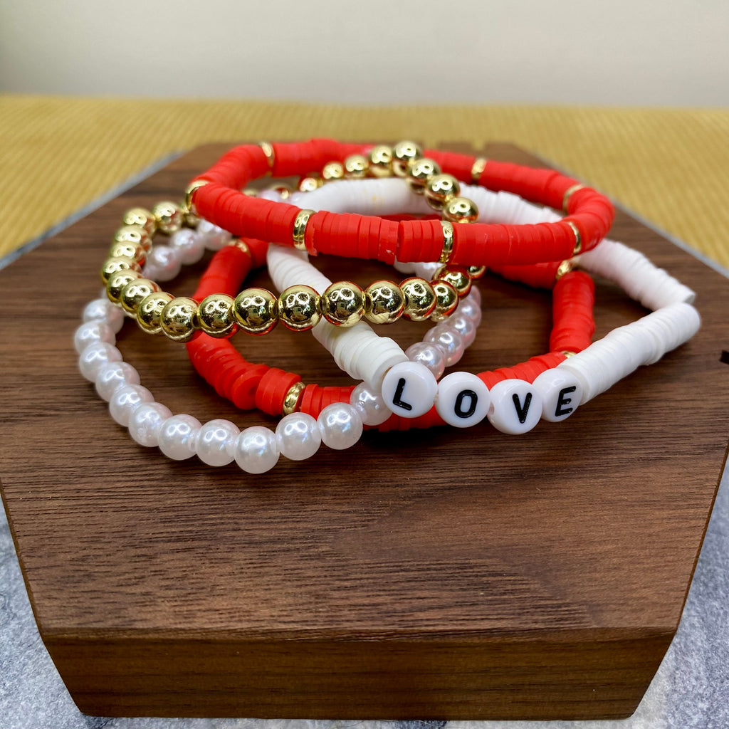 Bracelet Pack - Clay & Gold Bead - Love