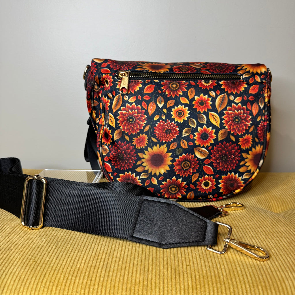 The Roni Nylon Crossbody - Moody Crimson Floral