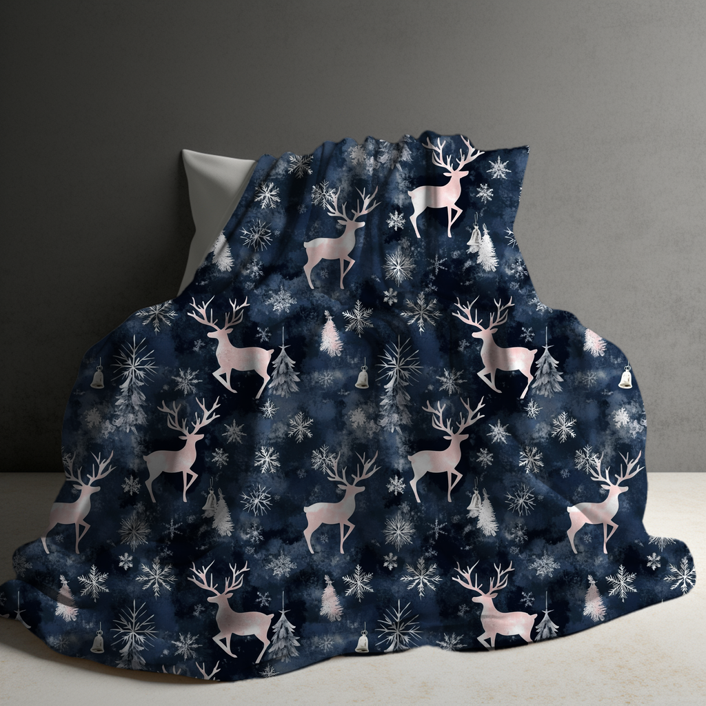 Blanket - Christmas - Navy Deer - PREORDER