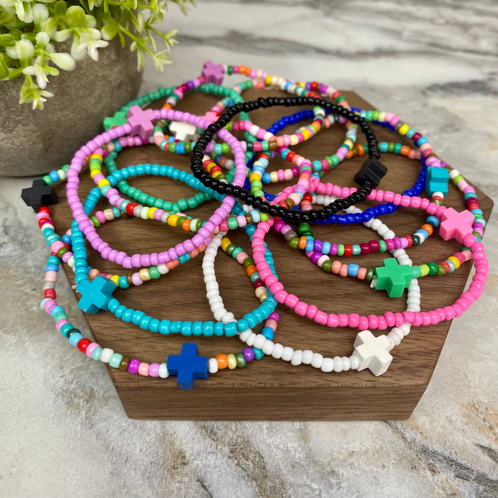 Bracelet - Tiny Bead - Religious Cross Mix