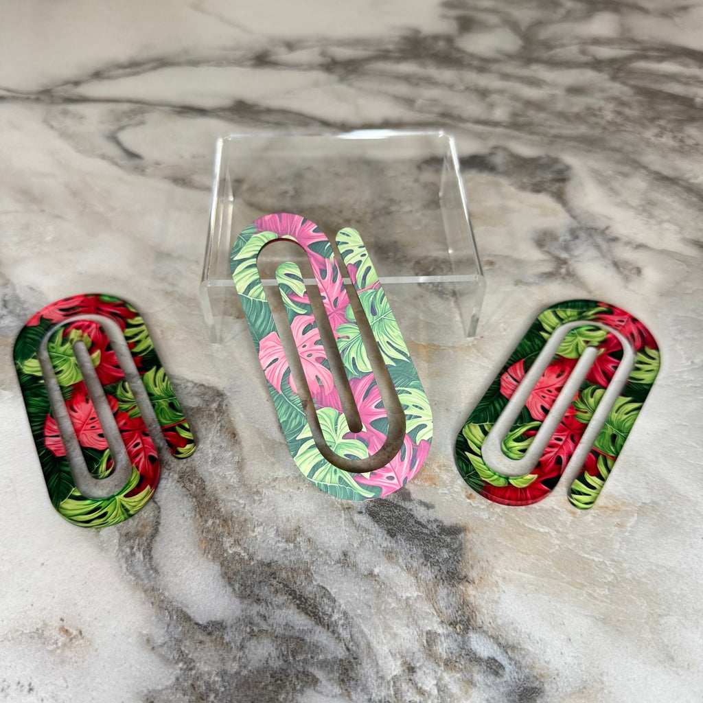 Jumbo Paperclip - Monstera Leaves Tropical