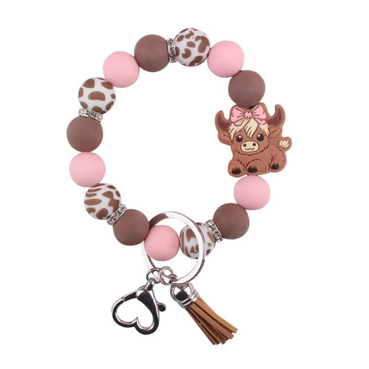 Silicone Bracelet Keychain - Highland Cow - PREORDER 5/6-5/9