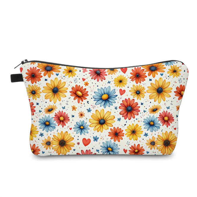 Pouch - Floral Small Red Blue Yellow Daisy