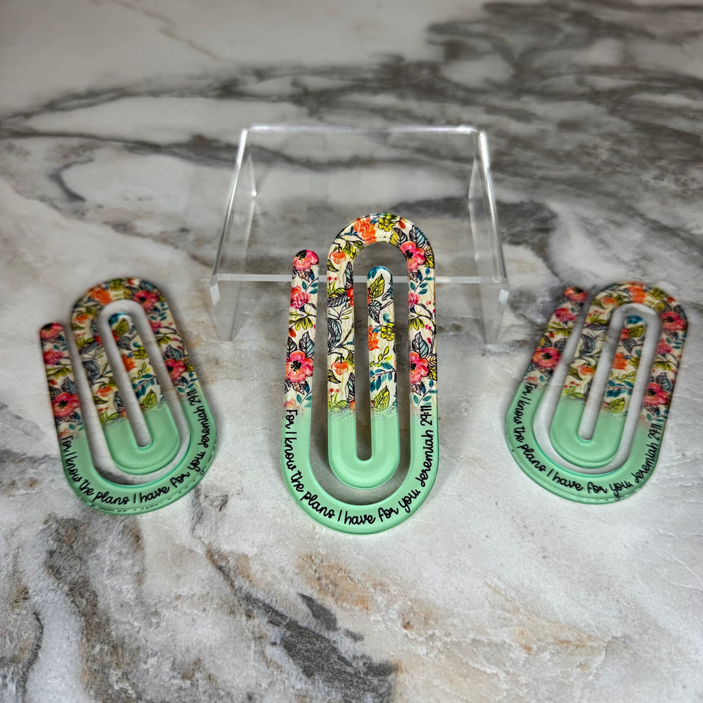 Jumbo Paperclip - Mint Religious Floral