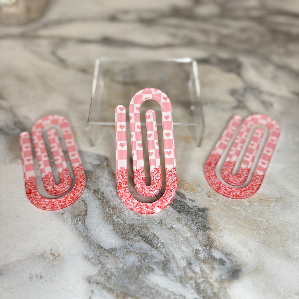 Jumbo Paperclip - Pink Glitter Hearts