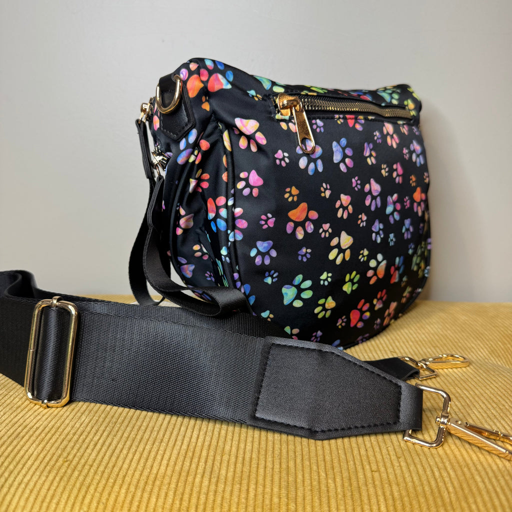 The Roni Nylon Crossbody - Rainbow Paw Print - PREORDER