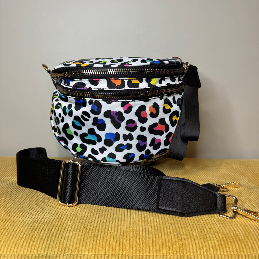 The Roni Nylon Crossbody - Rainbow Animal Print - PREORDER