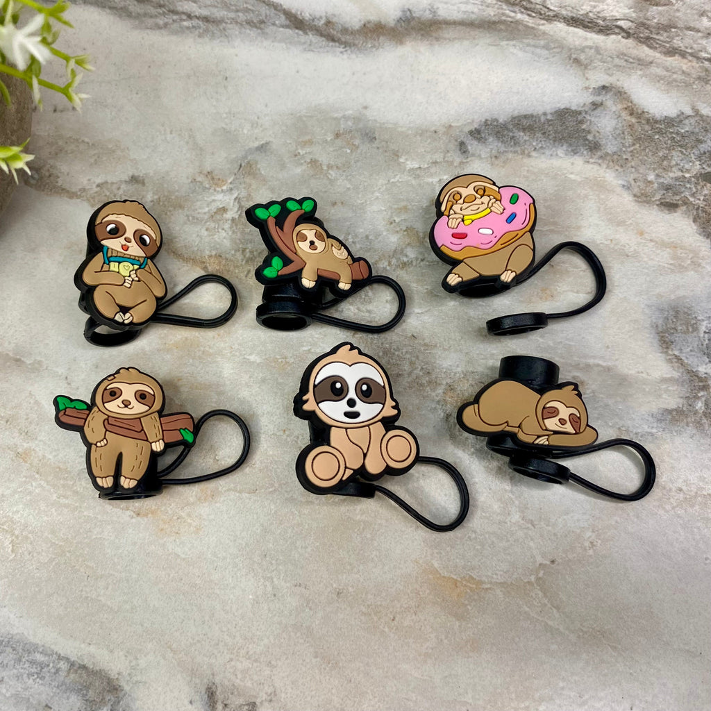 Silicone Straw Toppers Tumbler - Sloth #2
