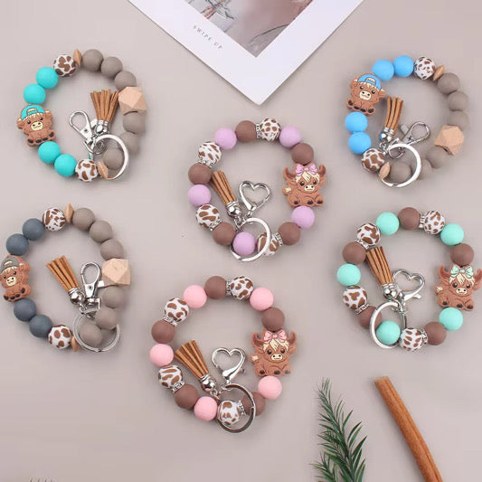 Silicone Bracelet Keychain - Highland Cow - PREORDER 5/6-5/9