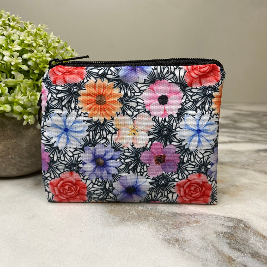 Mini Pouch - Floral Black & White