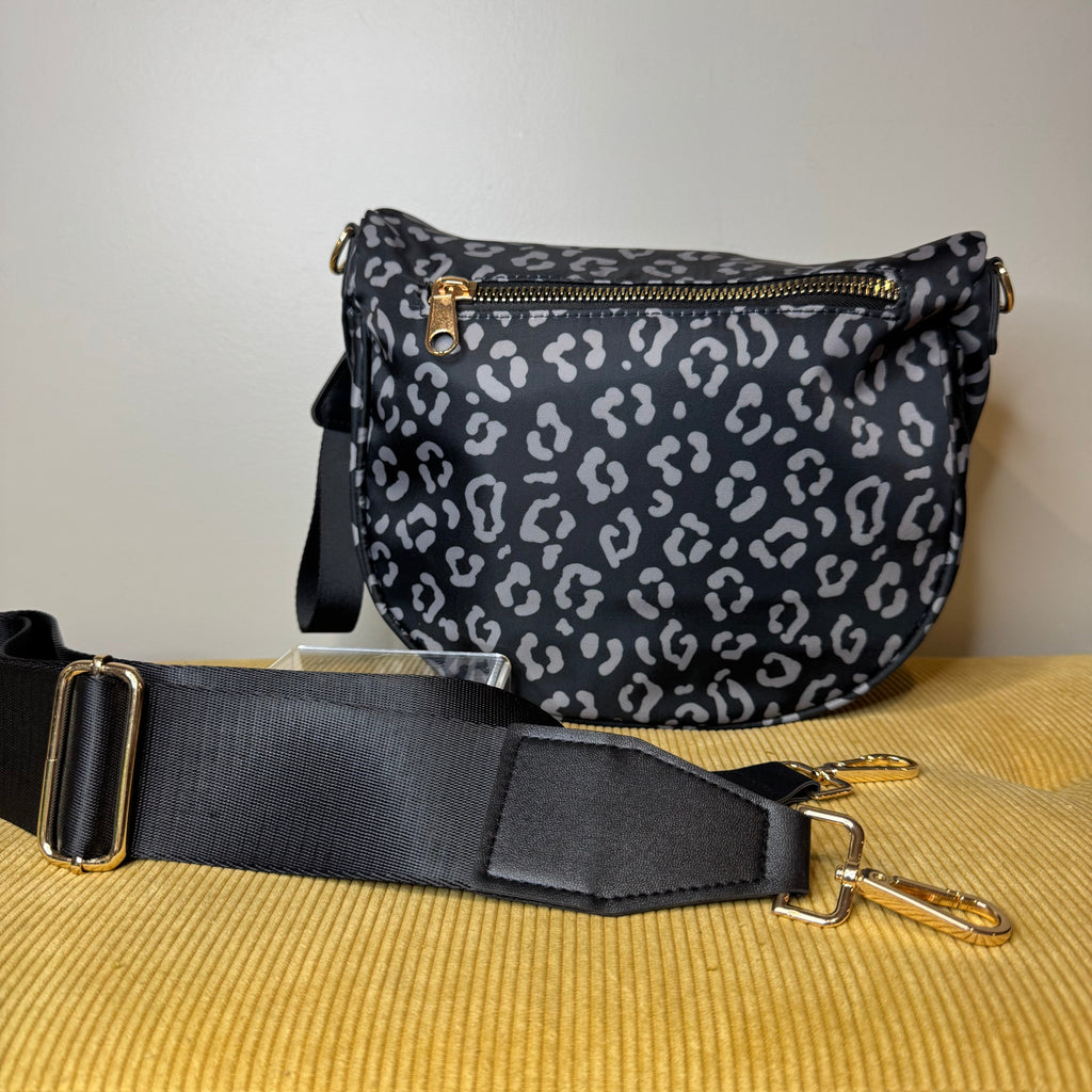 The Roni Nylon Crossbody - Black & Grey Animal - PREORDER