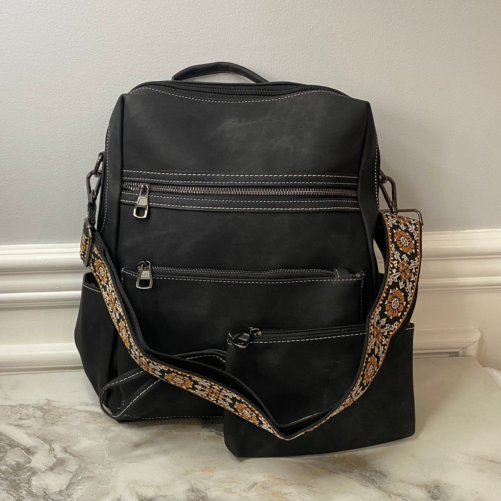 Denim Suede Brooke Backpack + Pouch - PREORDER
