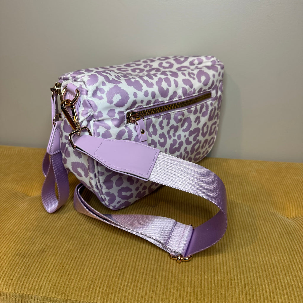 The Roni Nylon Crossbody - Animal Print Light Purple