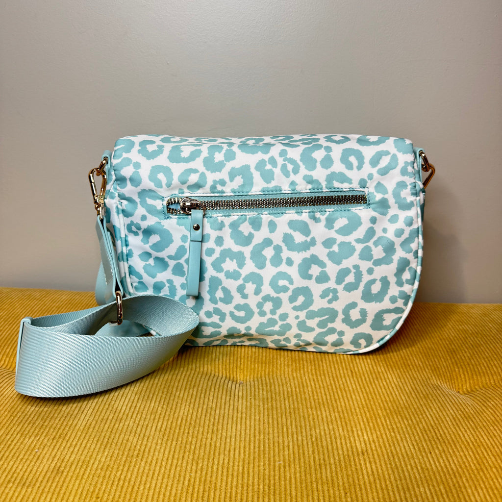 The Roni Nylon Crossbody - Animal Print Aqua