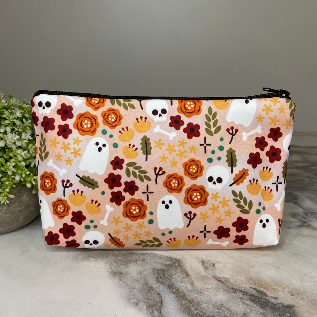 Pouch - Ghost Skull Bones Floral