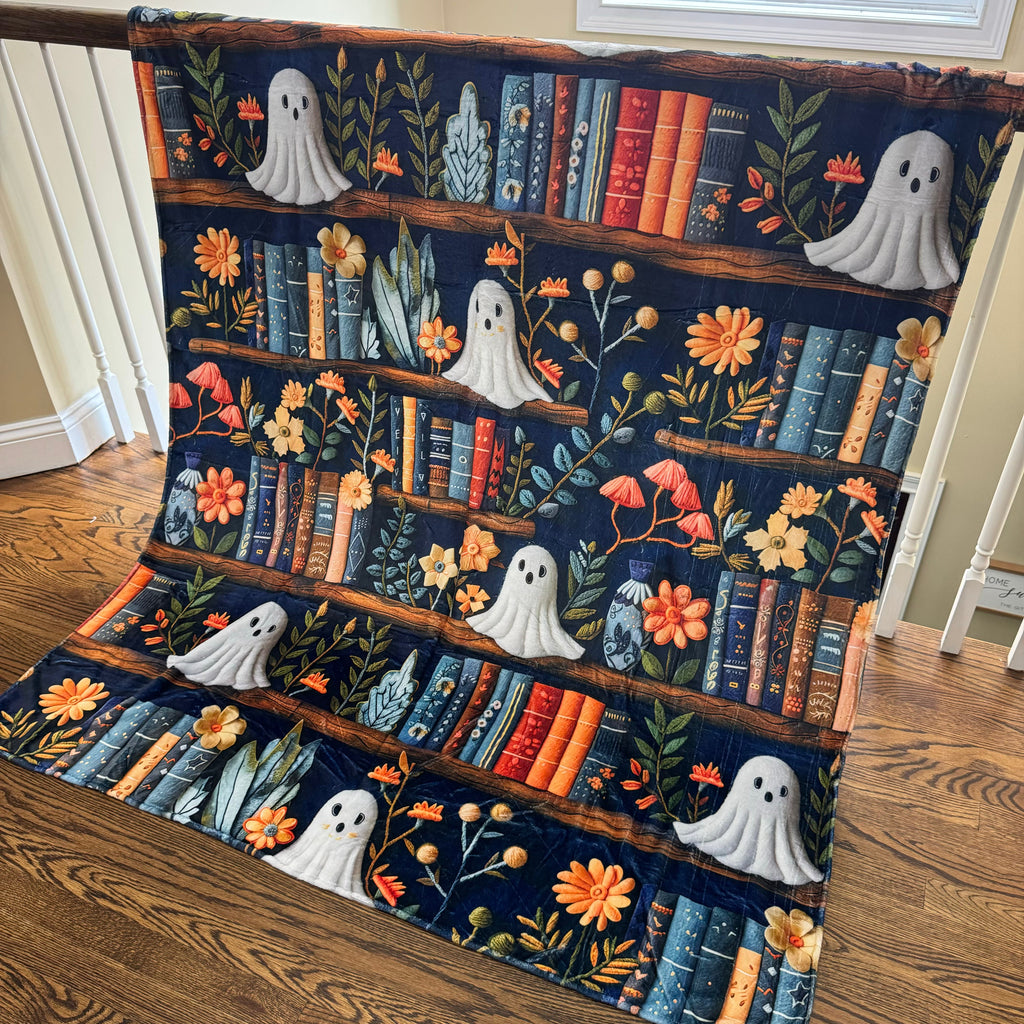 Blanket - Halloween - Ghost Bookshelf - PREORDER