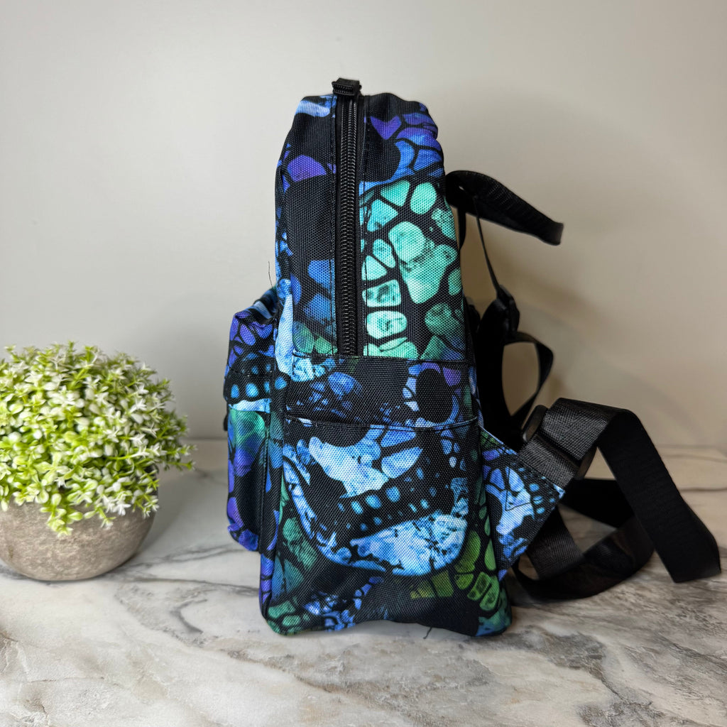 Mini Backpack - Halloween Blue Green Skull