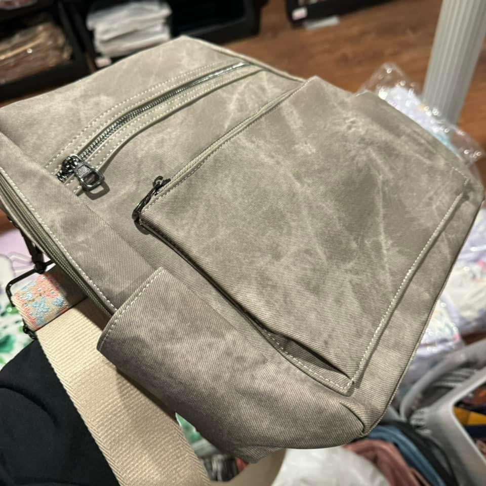 Denim Suede Brooke Backpack + Pouch - PREORDER