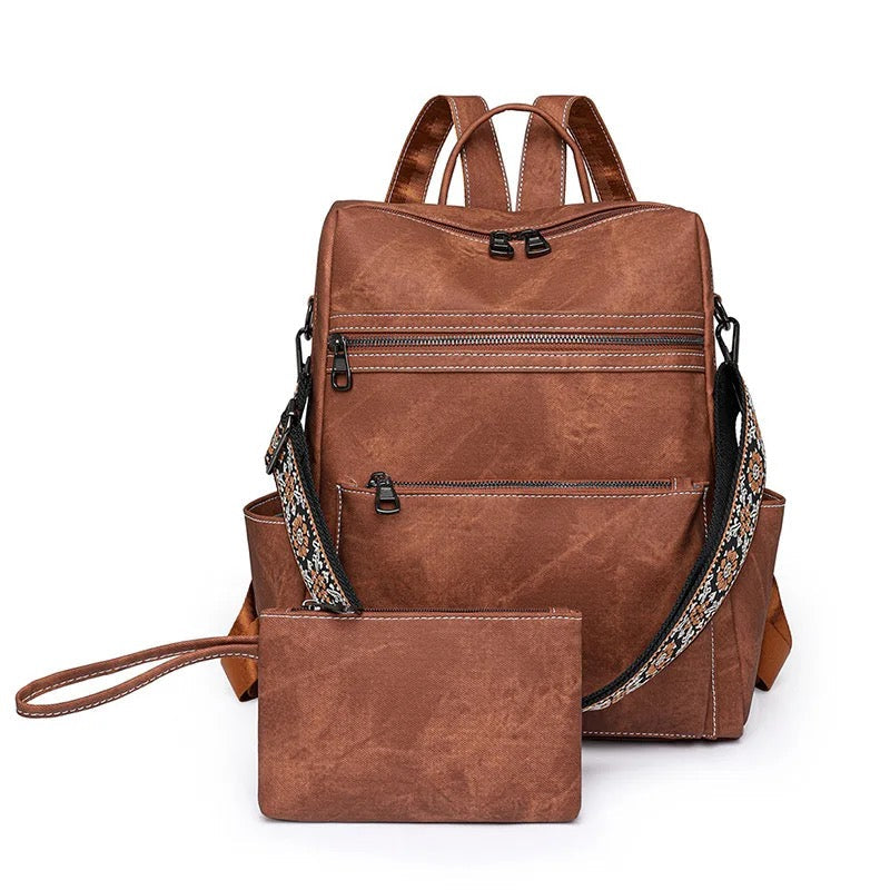Denim Suede Brooke Backpack + Pouch - PREORDER