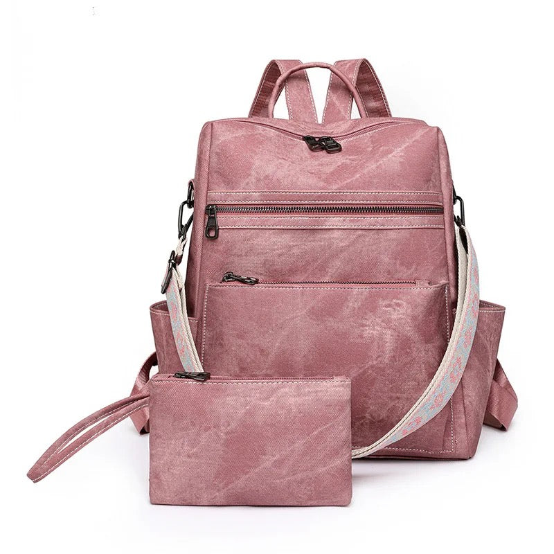 Denim Suede Brooke Backpack + Pouch - PREORDER
