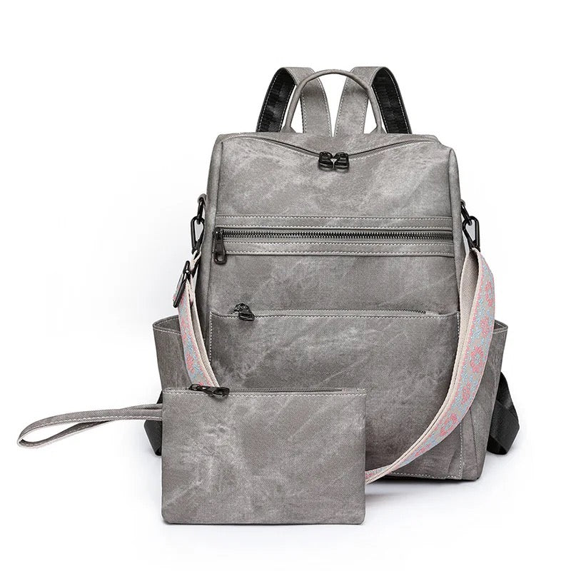 Denim Suede Brooke Backpack + Pouch - PREORDER