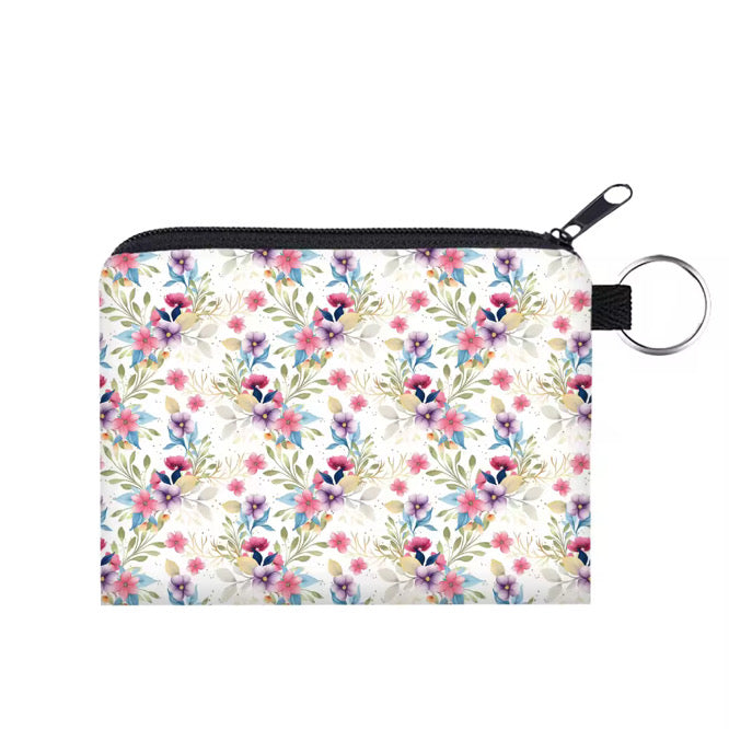 Mini Pouch - Floral Vines Pink Purple Blue