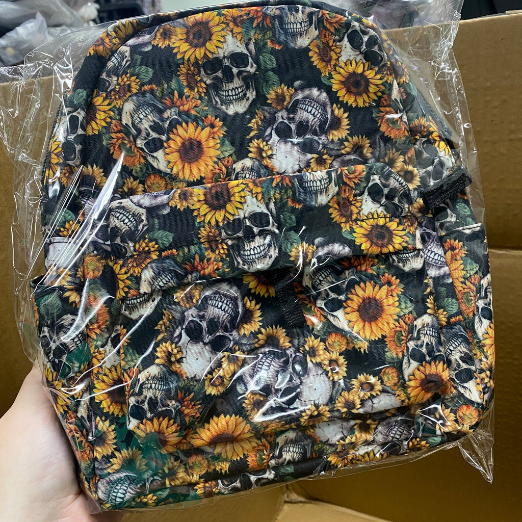 Mini Backpack - Skull Sunflower