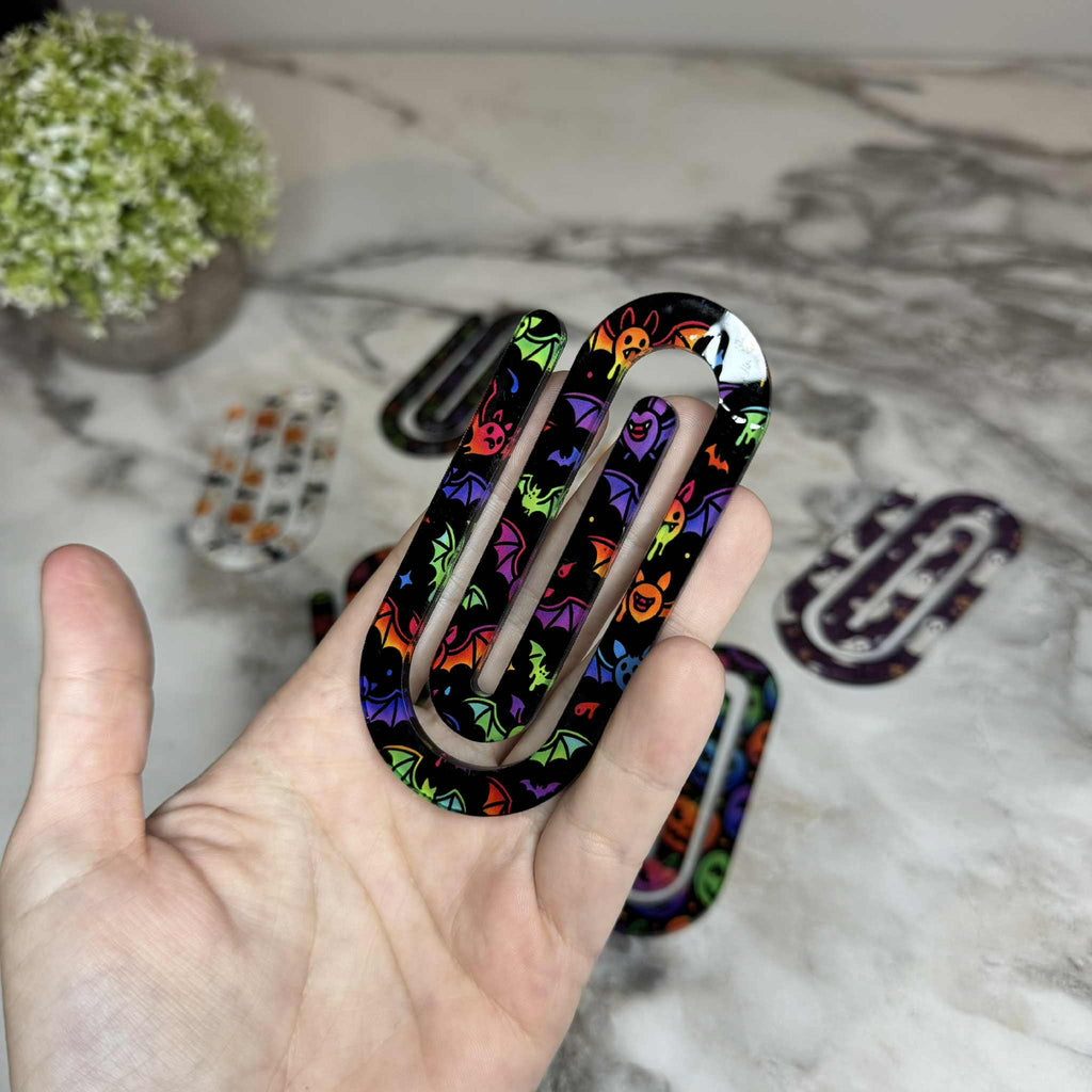 Jumbo Paperclip -  Rainbow Bat Halloween